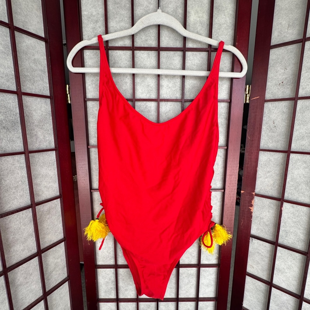 Red One Piece with Yellow Accents
